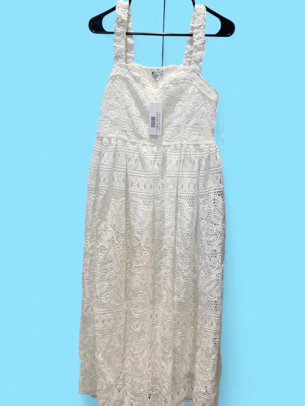 Baltic Born White Lace Dress with Ruffled Straps